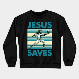 Baseball Jesus Saves Vintage Crewneck Sweatshirt